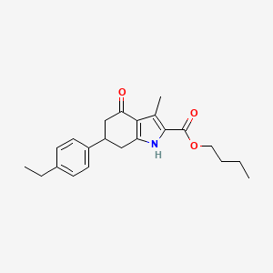 molecular formula C22H27NO3 B11431518 butyl 6-(4-ethylphenyl)-3-methyl-4-oxo-4,5,6,7-tetrahydro-1H-indole-2-carboxylate 