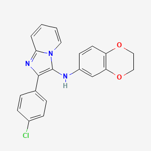 molecular formula C21H16ClN3O2 B11431547 2-(4-chlorophenyl)-N-(2,3-dihydro-1,4-benzodioxin-6-yl)imidazo[1,2-a]pyridin-3-amine 