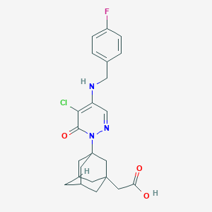 2-[3-[5-Chloro-4-[(4-fluorophenyl)methylamino]-6-oxopyridazin-1-yl]-1-adamantyl]acetic acid