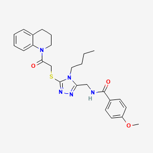 molecular formula C26H31N5O3S B11431564 N-((4-butyl-5-((2-(3,4-dihydroquinolin-1(2H)-yl)-2-oxoethyl)thio)-4H-1,2,4-triazol-3-yl)methyl)-4-methoxybenzamide 