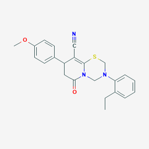 molecular formula C23H23N3O2S B11431565 3-(2-ethylphenyl)-8-(4-methoxyphenyl)-6-oxo-3,4,7,8-tetrahydro-2H,6H-pyrido[2,1-b][1,3,5]thiadiazine-9-carbonitrile 