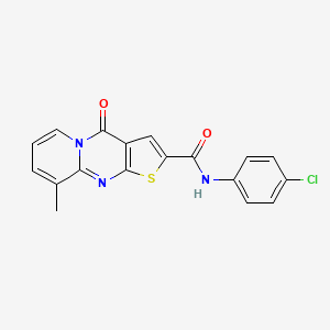 molecular formula C18H12ClN3O2S B11431567 N-(4-chlorophenyl)-9-methyl-4-oxo-4H-pyrido[1,2-a]thieno[2,3-d]pyrimidine-2-carboxamide 