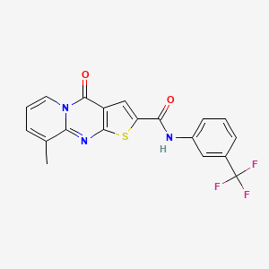 molecular formula C19H12F3N3O2S B11431612 9-methyl-4-oxo-N-[3-(trifluoromethyl)phenyl]-4H-pyrido[1,2-a]thieno[2,3-d]pyrimidine-2-carboxamide 