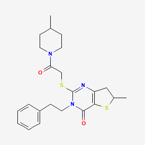 6-methyl-2-((2-(4-methylpiperidin-1-yl)-2-oxoethyl)thio)-3-phenethyl-6,7-dihydrothieno[3,2-d]pyrimidin-4(3H)-one