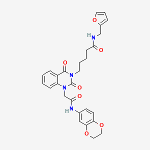 5-[1-[2-(2,3-dihydro-1,4-benzodioxin-6-ylamino)-2-oxoethyl]-2,4-dioxoquinazolin-3-yl]-N-(furan-2-ylmethyl)pentanamide