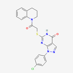 molecular formula C22H18ClN5O2S B11431634 1-(4-chlorophenyl)-6-[[2-(3,4-dihydro-2H-quinolin-1-yl)-2-oxoethyl]thio]-2H-pyrazolo[3,4-d]pyrimidin-4-one 