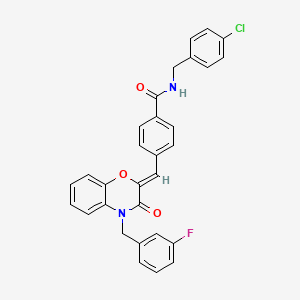 N-[(4-Chlorophenyl)methyl]-4-{[(2Z)-4-[(3-fluorophenyl)methyl]-3-oxo-3,4-dihydro-2H-1,4-benzoxazin-2-ylidene]methyl}benzamide