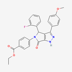 molecular formula C27H22FN3O4 B11431678 ethyl 4-[4-(2-fluorophenyl)-3-(4-methoxyphenyl)-6-oxo-4,6-dihydropyrrolo[3,4-c]pyrazol-5(1H)-yl]benzoate 