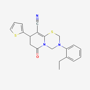 3-(2-ethylphenyl)-6-oxo-8-(thiophen-2-yl)-3,4,7,8-tetrahydro-2H,6H-pyrido[2,1-b][1,3,5]thiadiazine-9-carbonitrile