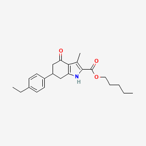 molecular formula C23H29NO3 B11431702 pentyl 6-(4-ethylphenyl)-3-methyl-4-oxo-4,5,6,7-tetrahydro-1H-indole-2-carboxylate 