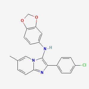 molecular formula C21H16ClN3O2 B11431706 N-(1,3-benzodioxol-5-yl)-2-(4-chlorophenyl)-6-methylimidazo[1,2-a]pyridin-3-amine 