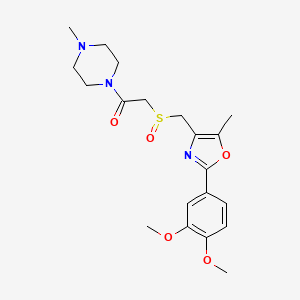 2-(((2-(3,4-Dimethoxyphenyl)-5-methyloxazol-4-yl)methyl)sulfinyl)-1-(4-methylpiperazin-1-yl)ethan-1-one