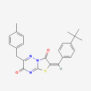 molecular formula C24H23N3O2S B11431778 (2E)-2-(4-tert-butylbenzylidene)-6-(4-methylbenzyl)-7H-[1,3]thiazolo[3,2-b][1,2,4]triazine-3,7(2H)-dione 