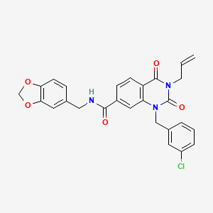 N-(1,3-benzodioxol-5-ylmethyl)-1-(3-chlorobenzyl)-2,4-dioxo-3-(prop-2-en-1-yl)-1,2,3,4-tetrahydroquinazoline-7-carboxamide