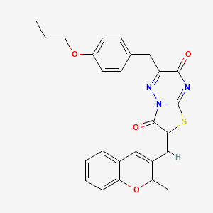 (2E)-2-[(2-methyl-2H-chromen-3-yl)methylidene]-6-(4-propoxybenzyl)-7H-[1,3]thiazolo[3,2-b][1,2,4]triazine-3,7(2H)-dione