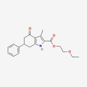 molecular formula C20H23NO4 B11431870 2-ethoxyethyl 3-methyl-4-oxo-6-phenyl-4,5,6,7-tetrahydro-1H-indole-2-carboxylate 