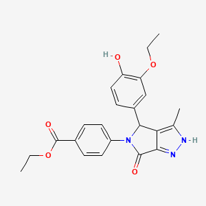 molecular formula C23H23N3O5 B11431874 ethyl 4-[4-(3-ethoxy-4-hydroxyphenyl)-3-methyl-6-oxo-2,6-dihydropyrrolo[3,4-c]pyrazol-5(4H)-yl]benzoate 