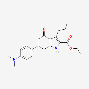 ethyl 6-[4-(dimethylamino)phenyl]-4-oxo-3-propyl-4,5,6,7-tetrahydro-1H-indole-2-carboxylate