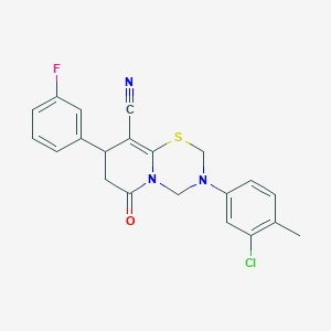 molecular formula C21H17ClFN3OS B11431903 3-(3-chloro-4-methylphenyl)-8-(3-fluorophenyl)-6-oxo-3,4,7,8-tetrahydro-2H,6H-pyrido[2,1-b][1,3,5]thiadiazine-9-carbonitrile 