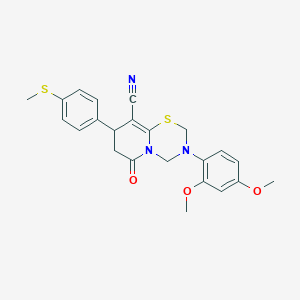 3-(2,4-dimethoxyphenyl)-8-[4-(methylsulfanyl)phenyl]-6-oxo-3,4,7,8-tetrahydro-2H,6H-pyrido[2,1-b][1,3,5]thiadiazine-9-carbonitrile