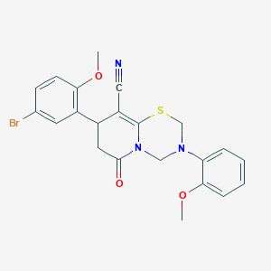 8-(5-bromo-2-methoxyphenyl)-3-(2-methoxyphenyl)-6-oxo-3,4,7,8-tetrahydro-2H,6H-pyrido[2,1-b][1,3,5]thiadiazine-9-carbonitrile