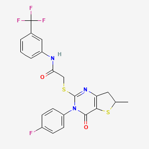 2-((3-(4-fluorophenyl)-6-methyl-4-oxo-3,4,6,7-tetrahydrothieno[3,2-d]pyrimidin-2-yl)thio)-N-(3-(trifluoromethyl)phenyl)acetamide