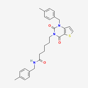 N-[(4-methylphenyl)methyl]-6-[1-[(4-methylphenyl)methyl]-2,4-dioxothieno[3,2-d]pyrimidin-3-yl]hexanamide