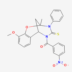 molecular formula C25H21N3O5S B11431989 (10-methoxy-2-methyl-3-phenyl-4-thioxo-3,4-dihydro-2H-2,6-methano-1,3,5-benzoxadiazocin-5(6H)-yl)(3-nitrophenyl)methanone 