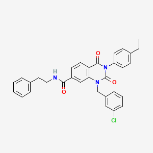 molecular formula C32H28ClN3O3 B11432001 1-(3-chlorobenzyl)-3-(4-ethylphenyl)-2,4-dioxo-N-(2-phenylethyl)-1,2,3,4-tetrahydroquinazoline-7-carboxamide 