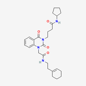 molecular formula C27H36N4O4 B11432017 4-[1-{2-[(2-cyclohex-1-en-1-ylethyl)amino]-2-oxoethyl}-2,4-dioxo-1,4-dihydroquinazolin-3(2H)-yl]-N-cyclopentylbutanamide 