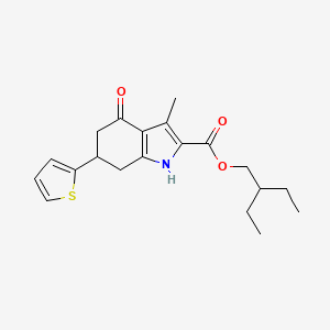 2-ethylbutyl 3-methyl-4-oxo-6-(thiophen-2-yl)-4,5,6,7-tetrahydro-1H-indole-2-carboxylate