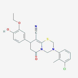 3-(3-chloro-2-methylphenyl)-8-(3-ethoxy-4-hydroxyphenyl)-6-oxo-3,4,7,8-tetrahydro-2H,6H-pyrido[2,1-b][1,3,5]thiadiazine-9-carbonitrile