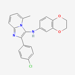 molecular formula C22H18ClN3O2 B11432148 2-(4-chlorophenyl)-N-(2,3-dihydro-1,4-benzodioxin-6-yl)-5-methylimidazo[1,2-a]pyridin-3-amine 