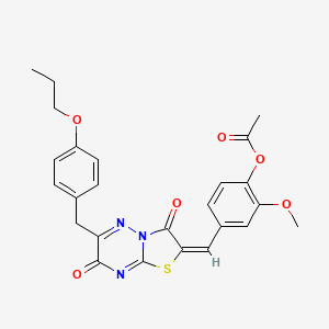 molecular formula C25H23N3O6S B11432167 4-{(E)-[3,7-dioxo-6-(4-propoxybenzyl)-7H-[1,3]thiazolo[3,2-b][1,2,4]triazin-2(3H)-ylidene]methyl}-2-methoxyphenyl acetate 