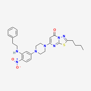 2-butyl-7-(4-{4-nitro-3-[(2-phenylethyl)amino]phenyl}piperazin-1-yl)-5H-[1,3,4]thiadiazolo[3,2-a]pyrimidin-5-one