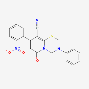 8-(2-nitrophenyl)-6-oxo-3-phenyl-3,4,7,8-tetrahydro-2H,6H-pyrido[2,1-b][1,3,5]thiadiazine-9-carbonitrile