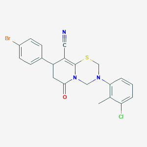 8-(4-bromophenyl)-3-(3-chloro-2-methylphenyl)-6-oxo-3,4,7,8-tetrahydro-2H,6H-pyrido[2,1-b][1,3,5]thiadiazine-9-carbonitrile