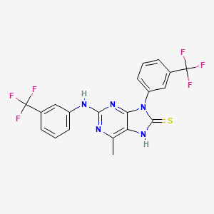 molecular formula C20H13F6N5S B11432230 6-methyl-9-[3-(trifluoromethyl)phenyl]-2-{[3-(trifluoromethyl)phenyl]amino}-9H-purine-8-thiol 