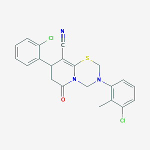 3-(3-chloro-2-methylphenyl)-8-(2-chlorophenyl)-6-oxo-3,4,7,8-tetrahydro-2H,6H-pyrido[2,1-b][1,3,5]thiadiazine-9-carbonitrile