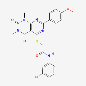 N-(3-chlorophenyl)-2-((2-(4-methoxyphenyl)-6,8-dimethyl-5,7-dioxo-5,6,7,8-tetrahydropyrimido[4,5-d]pyrimidin-4-yl)thio)acetamide