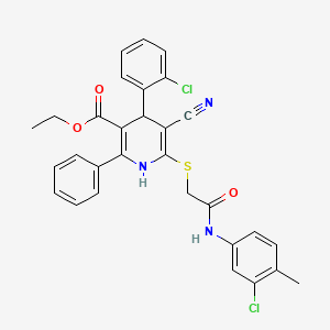 Ethyl 6-({2-[(3-chloro-4-methylphenyl)amino]-2-oxoethyl}sulfanyl)-4-(2-chlorophenyl)-5-cyano-2-phenyl-1,4-dihydropyridine-3-carboxylate