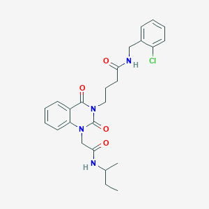 molecular formula C25H29ClN4O4 B11432333 4-{1-[2-(butan-2-ylamino)-2-oxoethyl]-2,4-dioxo-1,4-dihydroquinazolin-3(2H)-yl}-N-(2-chlorobenzyl)butanamide 