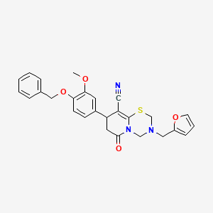 molecular formula C27H25N3O4S B11432341 8-[4-(benzyloxy)-3-methoxyphenyl]-3-(furan-2-ylmethyl)-6-oxo-3,4,7,8-tetrahydro-2H,6H-pyrido[2,1-b][1,3,5]thiadiazine-9-carbonitrile 