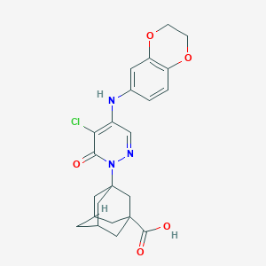 3-{5-Chloro-4-[(2,3-dihydro-1,4-benzodioxin-6-YL)amino]-6-oxo-1,6-dihydropyridazin-1-YL}adamantane-1-carboxylic acid