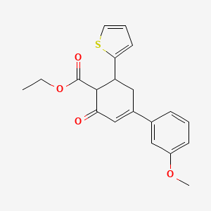 molecular formula C20H20O4S B11432368 Ethyl 4-(3-methoxyphenyl)-2-oxo-6-(thiophen-2-yl)cyclohex-3-ene-1-carboxylate 