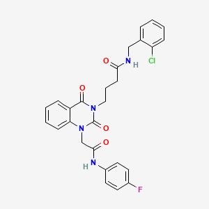 N-[(2-chlorophenyl)methyl]-4-[1-[2-(4-fluoroanilino)-2-oxoethyl]-2,4-dioxoquinazolin-3-yl]butanamide