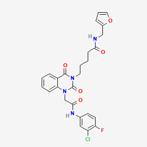 5-[1-{2-[(3-chloro-4-fluorophenyl)amino]-2-oxoethyl}-2,4-dioxo-1,4-dihydroquinazolin-3(2H)-yl]-N-(furan-2-ylmethyl)pentanamide