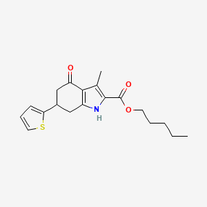 pentyl 3-methyl-4-oxo-6-(thiophen-2-yl)-4,5,6,7-tetrahydro-1H-indole-2-carboxylate