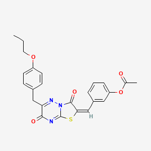 3-{(E)-[3,7-dioxo-6-(4-propoxybenzyl)-7H-[1,3]thiazolo[3,2-b][1,2,4]triazin-2(3H)-ylidene]methyl}phenyl acetate