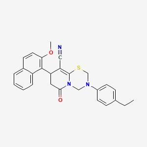 3-(4-ethylphenyl)-8-(2-methoxynaphthalen-1-yl)-6-oxo-3,4,7,8-tetrahydro-2H,6H-pyrido[2,1-b][1,3,5]thiadiazine-9-carbonitrile